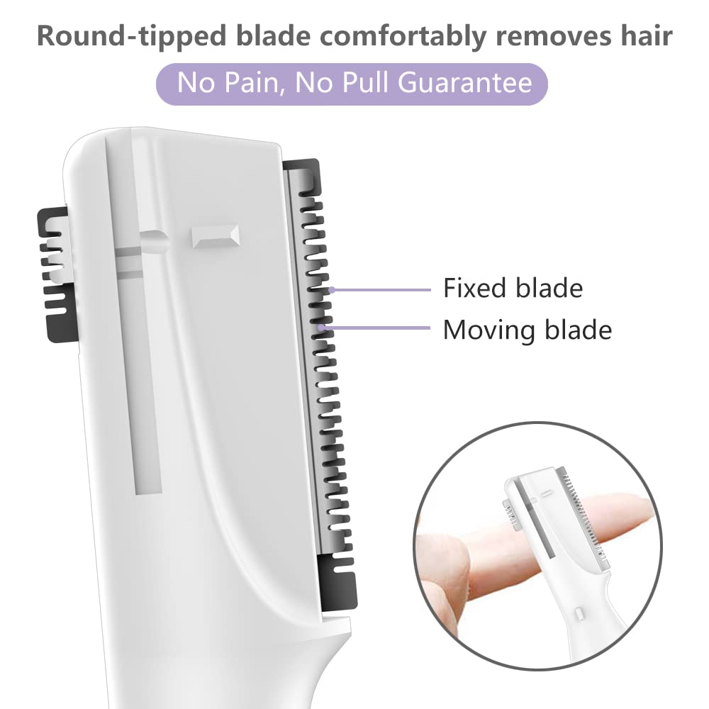 Funstant Eyebrow Trimmer, Precision Facial Hair Trimmer with Comb, Painless Battery Operated Eyebrow Razor for Women No Pulling Sensation for Face Chin Neck, Upper-Lip, Peach-Fuzz