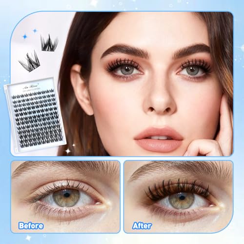 Lash Clusters Wispy Eyelash Clusters DIY Eyelash Extensions 10-16MM C Curl Natural Individual Lashes Fairy 120Pcs Manga Lashes Cluster, DIY Lash Extensions at Home (K02)