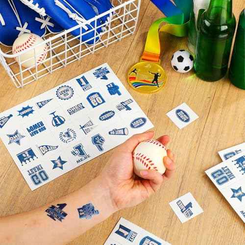 Landhoow 240 Pcs Blue Team Spirit Tattoos Temporary Glitter Go Team Tattoos Football Temporary Stickers Party Costume Accessory for School Spirit Supplies