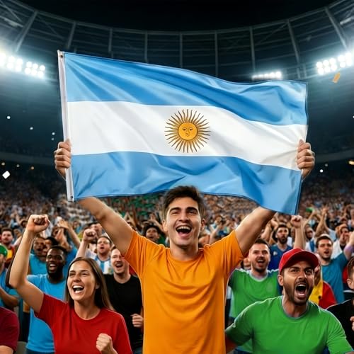 Argentina Fan Gear Set - 6-Piece Soccer Supporter Kit with Flag, Scarf, Face Paint, Glasses, Wristband & Clapper
