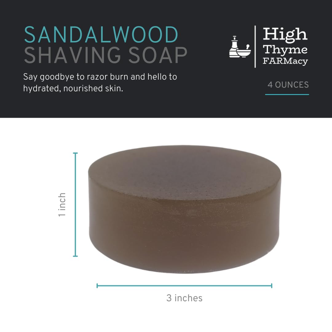 Sandalwood Shaving Soap Puck - Large 4 Ounce Bar of Sandalwood Soap for Shaving - 3 Inch Shave Puck - Sandalwood Shave Soap Puck in Travel Tin - Shave Soap for Men - Made in the USA (Sandalwood)