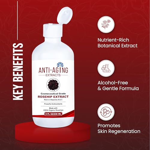 Pure Rosehip Extract Serum ? Premium Cosmetic-Grade Liquid for Skin & Hair ? Hydrating, Anti-Aging Botanical Formula (8 oz)