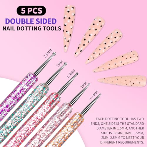 Fandamei 26-Piece Nail Art Tools Set - Brushes, Dotting Tools & Palette
