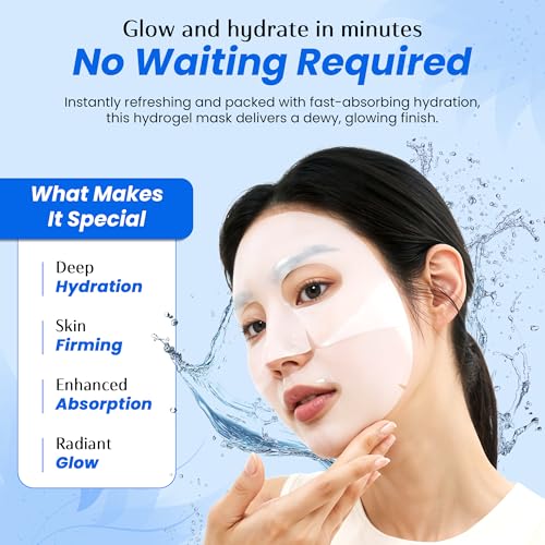 Melting Hydrogel Face Mask with Hyaluronic Acid ? Deep Hydration & Pore Tightening, Glass Skin Look ? Dermatologist Tested, Anti Aging Korean Skin Care, Vegan, Clean Beauty ? Pack of 10