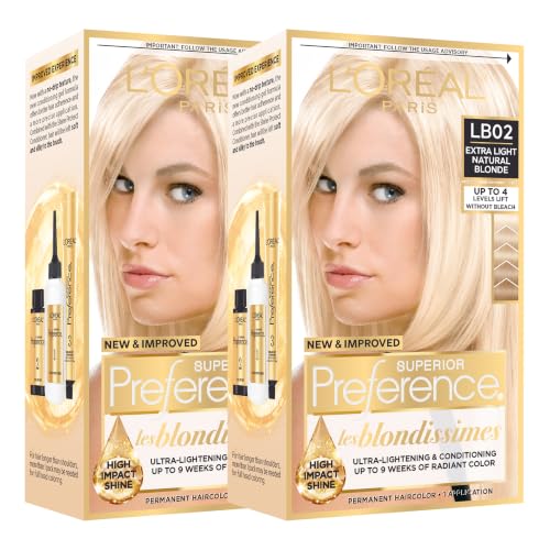 L'Oreal Paris Superior Preference LB02 Extra Light Natural Blonde Permanent Hair Color, Pack of 2