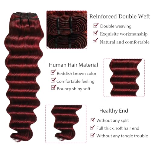 Loose Deep Wave Human Hair Bundles with Closure 20 22 24in