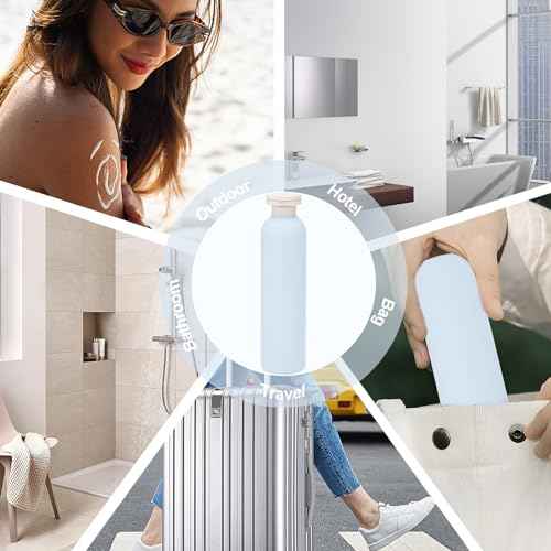 3Pcs 8.8oz Flip Top Squeeze Bottles,Reusable and Refillable Leak Proof Travel Bottles,For Lotions,Facial Creams,Shampoos,Hair Conditioner (Blue)