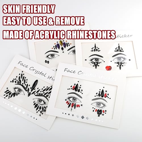Bowitzki Face Jewels Rhinestone Stickers Self Adhesive