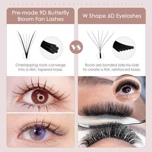 Premade 7D Lash Extensions, Butterfly Bloom 0.07mm C Curl MIX8-15mm 12 Rows/Tray 120 Pieces, Soft Lightweight Eyelashes Grafting for Lash Artists, Beauty Salon(Matte Black-0.07-C-MIX8-15mm)52