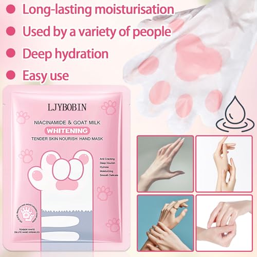 Hydrating Hand Mask Gift Set for Dry Cracked Hands - 6 Pack Moisturizing Gloves