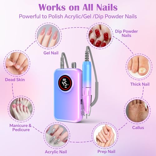 Professional Electric Nail Drill 45000 RPM with 11 Bits - Portable Manicure & Pedicure Tool
