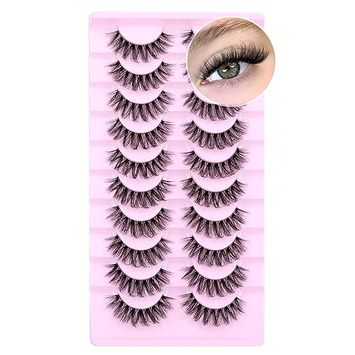 Natural Fluffy 3D Wispy False Eyelashes 14mm D Curly 10 Pairs