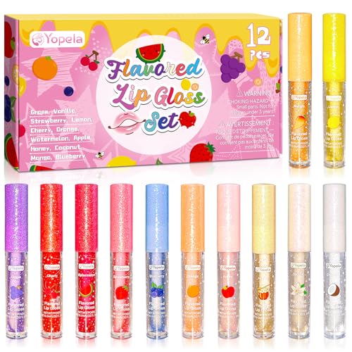 Yopela 12 Fruity Flavored Lip Gloss Set with Vitamin E