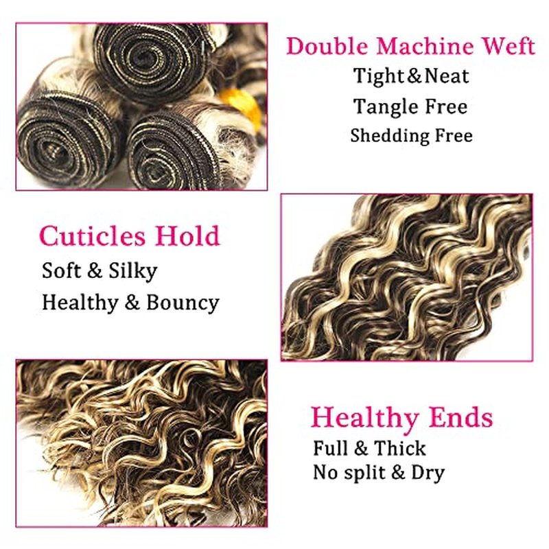 613 Deep Wave Human Hair Bundles - P4/613 Brazilian Virgin Hair