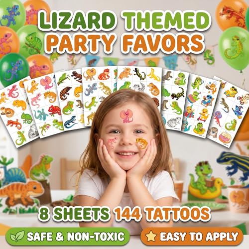 96 Lizard Temporary Tattoos for Kids | Vibrant Designs