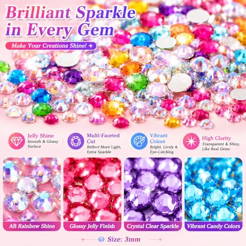 40000Pcs 40 Colors Jelly Resin Bedazzler Kit with B7000 Glue