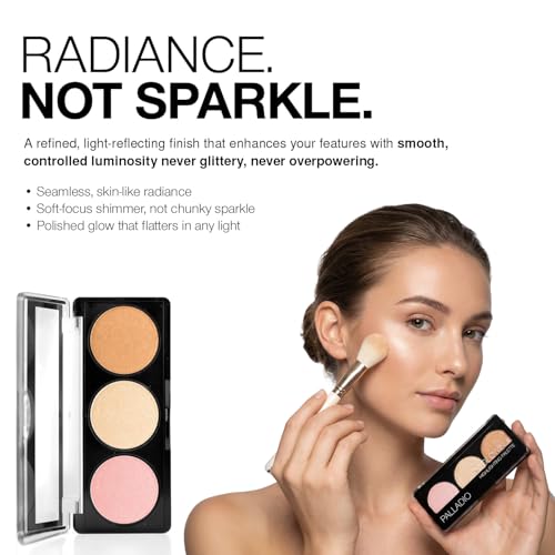 Palladio I'm Glowing Illuminating Highlighting Palette, Glow Bronzer Powder Makeup Set, High Pigmented Shimmery Colors, neutral