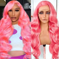 Kassamo 32-Inch Pink Lace Front Wig - 250 Density Body Wave Human Hair