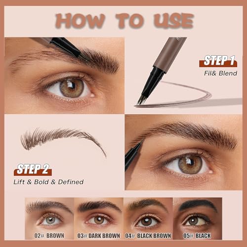 Dual-End Microblading Eyebrow Pen | 4D Hair-Like Strokes, Waterproof
