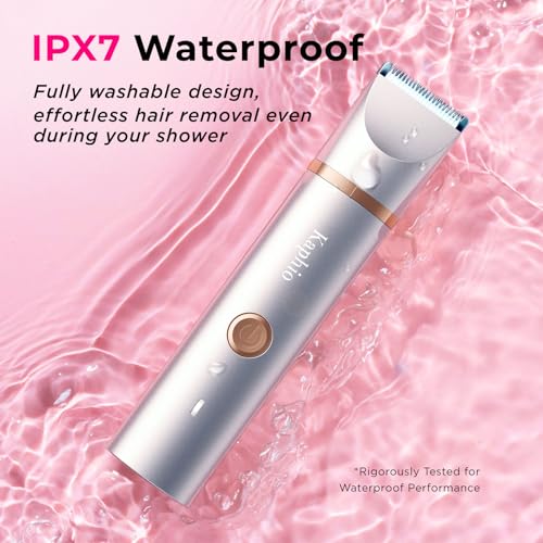 Bikini Trimmer for Women Pubic Hair: IPX7 Waterproof Electric Razors - Rechargeable Electric Body Shaver for Legs, Underarms, Bikini Line- Christmas Gifts for Women (Rose Gold)