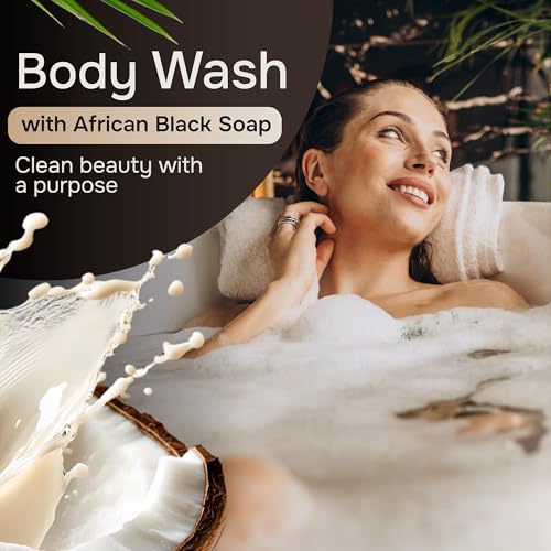 Natural Wunderz African Black Soap Body Wash - 12 oz Vegan Cleanser