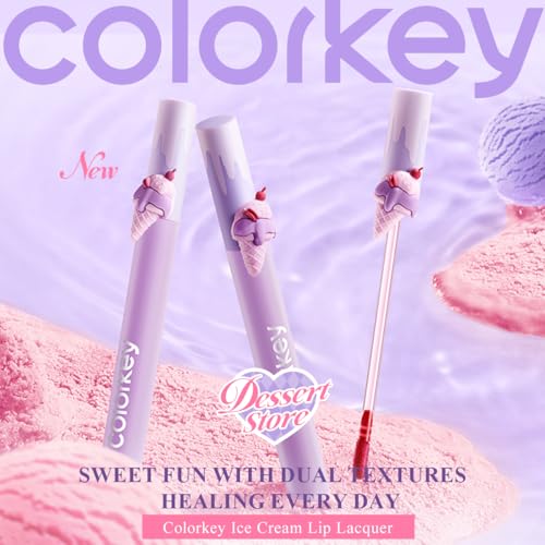 COLORKEY Air Lip Glaze - Ice Cream Edition, Hydrating Mirror Shine Lip Gloss