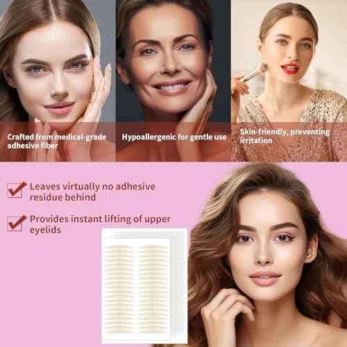 Natural Invisible Single Side Eyelid Tape Stickers(600Pcs 3MM Skin Color), Double Eyelid Tape for Hooded Eyes Invisible, Instant Eye Lift Without Surgery, Perfect for Uneven Mono-Eyelids