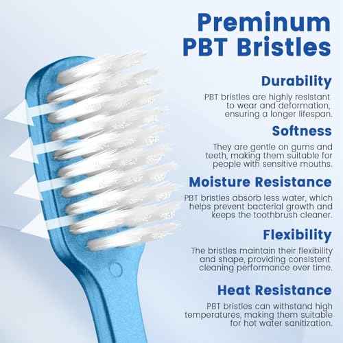 Soft Toothbrushes for Adults, Manual Soft Bristle Flossing Toothbrush with Covers, Periodontist Design Tapered Bristles for Sensitive Teeth and Gums, 6 Count