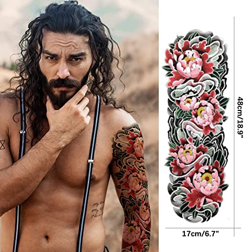 Aresvns Full Arm Temporary Tattoos for Men and Women,Temporary Tattoo Waterproof Sleeve Tattoo Last Long for Adults for BBQ Pool Beach Party