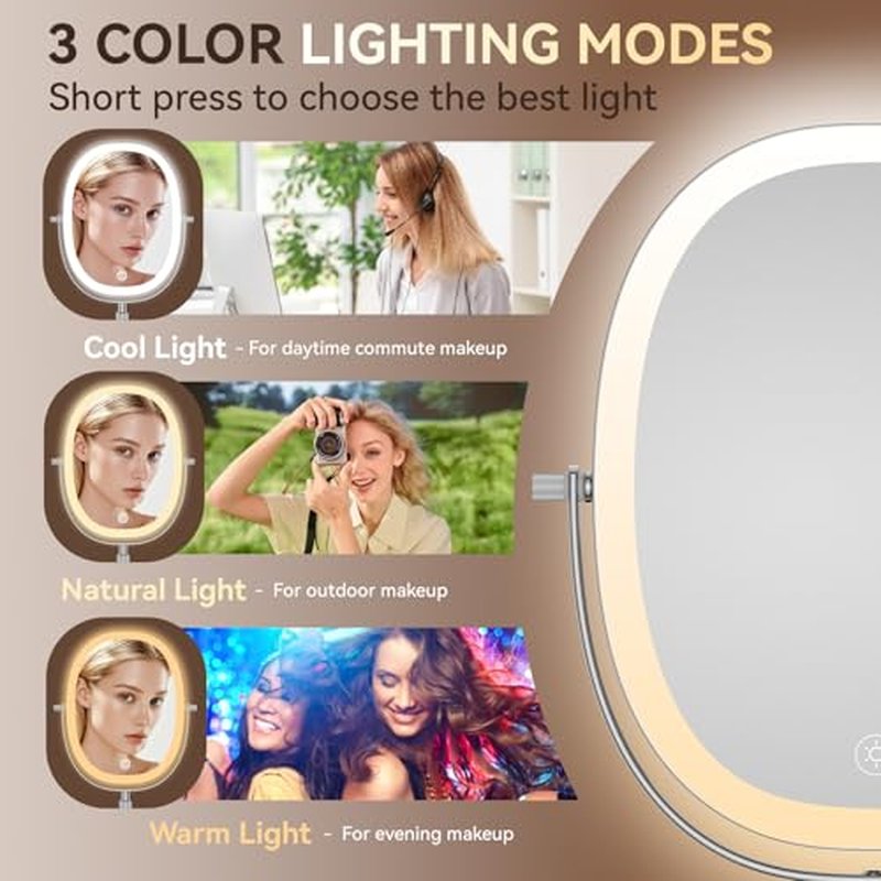 9" Lighted Makeup Mirror with 7x Magnification & 3 Light Modes