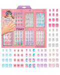 7-Day Press-On Nail Set for Kids - 84PC Colorful Nail Designs