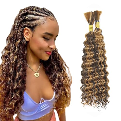 Human Braiding Hair 16" 2 Bundles Deep Wave P4/27