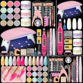 COSCELIA Acrylic Nail Kit for Beginners with Drill & Light — Includes 3 Powders, UV Lamp, Rhinestones