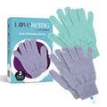 LoveBeing Exfoliating Gloves, 2 Pair Body Scrubber for Shower