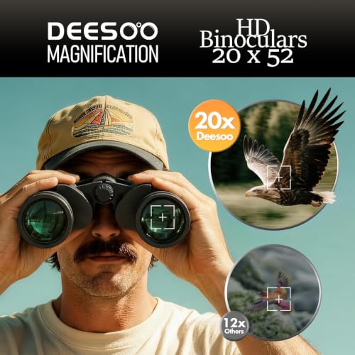 Deesoo 20x52 High Powered Binoculars Black for Outdoor & Hunting