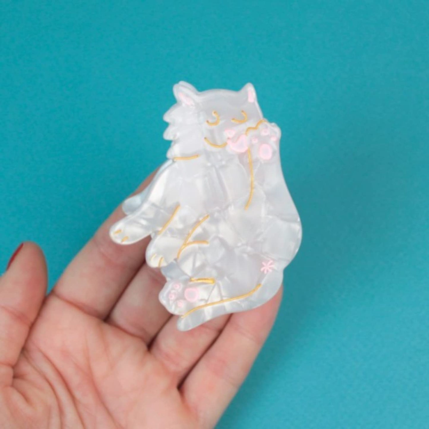 White Cat Claw Clips,Cellulose Acetate Hair Clips,Big Claw Clips for Women