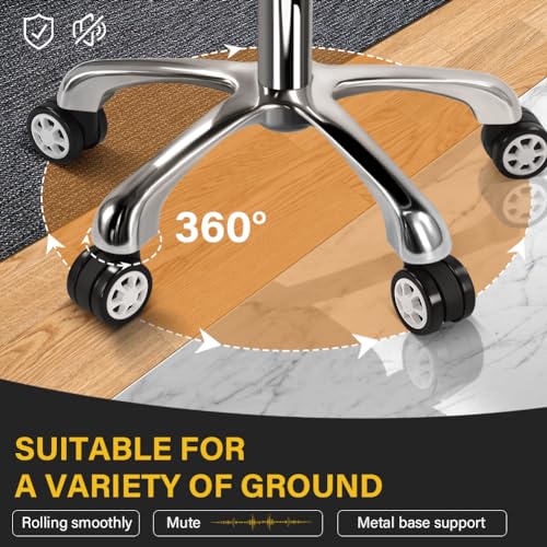 Heavy Duty Rolling Stool with Wheels 360 Swivel Adjustable Rolling Stool Hydraulic Lift Thick Leather Seat Ergonomic Chair for Kitchen Drafting Lab Office Salon Massage Black