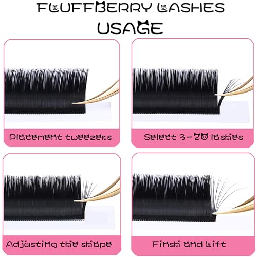 FLUFFBERRY Easy Fan Lashes D Curl Volume Extensions 16mm