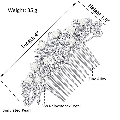 Crystal Pearl Wedding Hair Comb | Silver Bridal Accessory