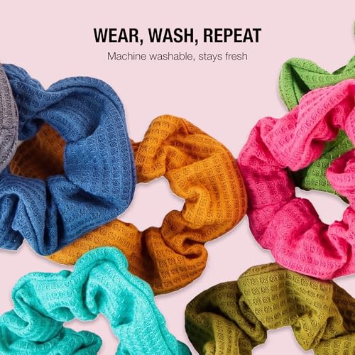 Scünci Waffle Knit Cotton Scrunchies, 36 Count No-Damage