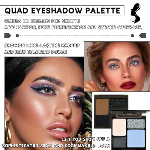 Blue Gray Eyeshadow Palette - 4 Matte & Shimmer Colors