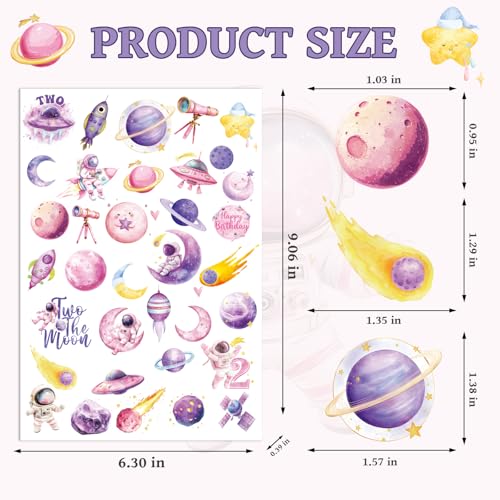 Two The Moon Temporary Tattoo Stickers - 280+ Space Party Designs