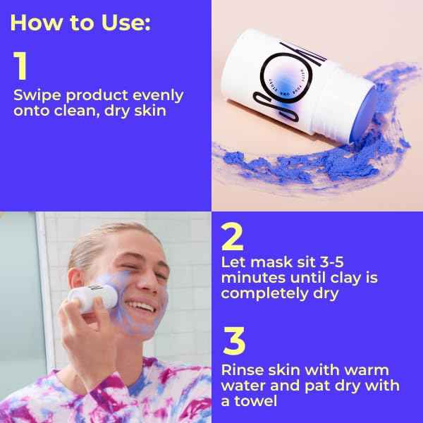 WYOS Pore-Refining Clay Face Mask Stick – White Clay Formula Deep Cleans, Removes Oil, Minimizes Pores – Hands-Free, Mess-Free, Quick Drying, Travel-Friendly Grooming Essential