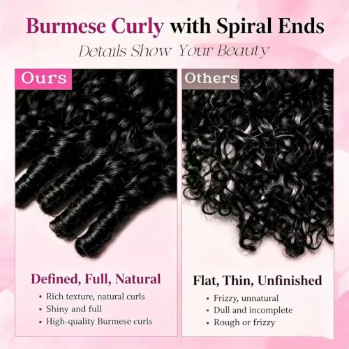NBOOEVE 16 Inch Burmese Curly Half Wig 3-in-1 Human Hair Flip Over & Glueless