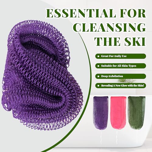 African Net Sponge 3 Pack with Travel Bag - Exfoliating Bath Scrubber