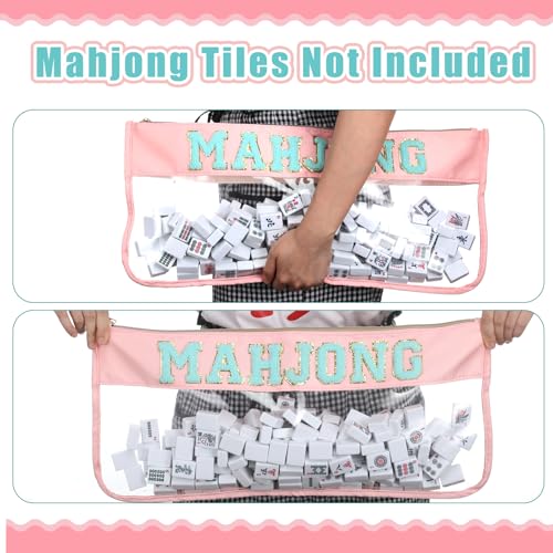 American Mahjong Tile Bag with Gold Zipper - Pink Blue