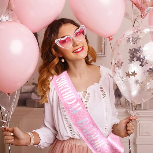 KICOSY Birthday Baddie Sash & Sunglasses Party Outfit