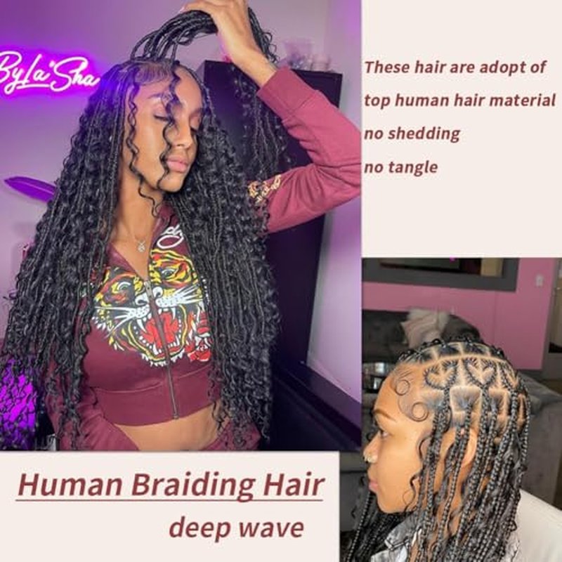 350 Burgundy Boho Human Braiding Hair 120g Deep Wave