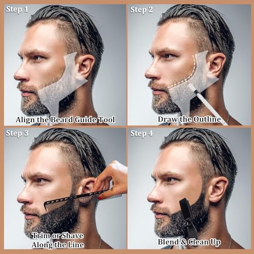 DUAIU 12-Piece Men's Beard Grooming Kit with Pencils, Shaping Tools & Brushes