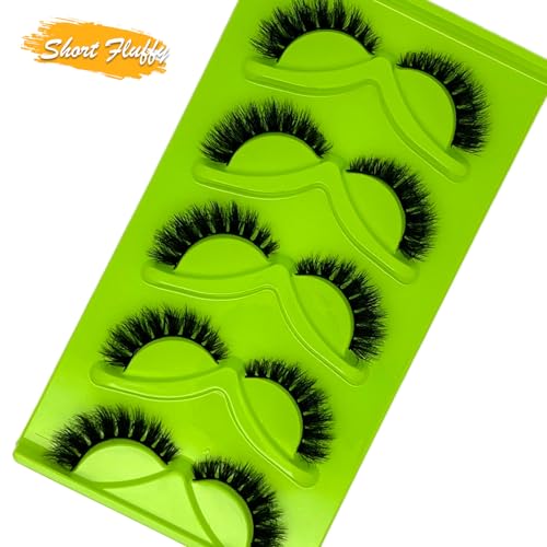 Short Fluffy Lashes Cat Eye Wispy Faux Mink Natural Strip False Lashes Volume 3D Cateye Eyelashes Natural Look